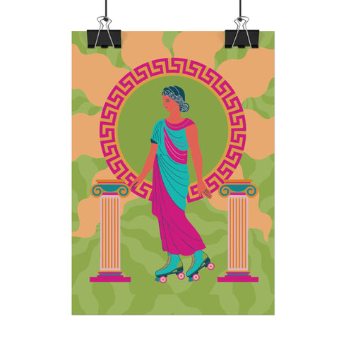 Roller Skating Grecian Goddess Art Print